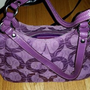 COACH  Mini Fabric Purse with Patent Straps
